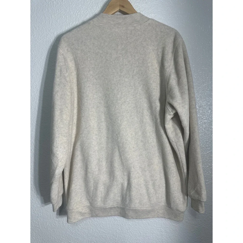 Blair Womens Fleece Snap Front Bomber Jacket Beige LGE